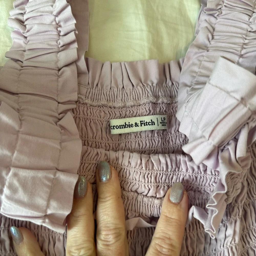 Abercrombie & Fitch Lilac Ruffled Smocked Top